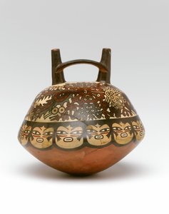 Bica dupla e garrafa ponte, do Peru, 100 BC-600 AD (cerâmica)